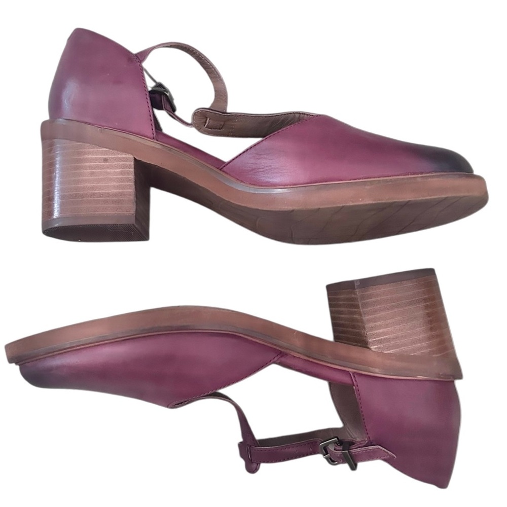 Seychelles Soulmate Wine Mary Jane T Strap Stacked Heel Shoes Loafers Womens 10 - Picture 8 of 13